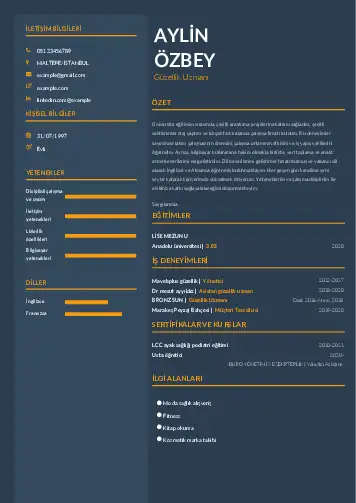 Güzellik Uzmanı Cv Örnekleri  cv indir